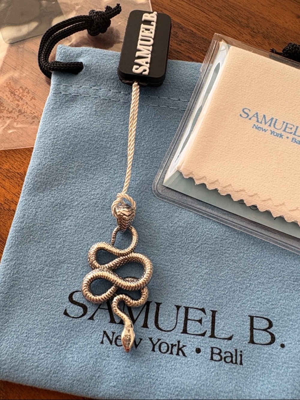 Samuel B Snake Pendant Sterling Silver 18K Gold | Bali Designer Jewelry - Picture 3 of 5